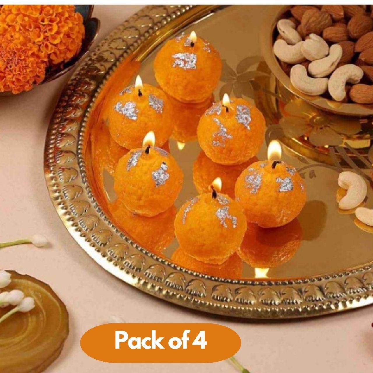 Laddoo Shape Candle Pack of 4