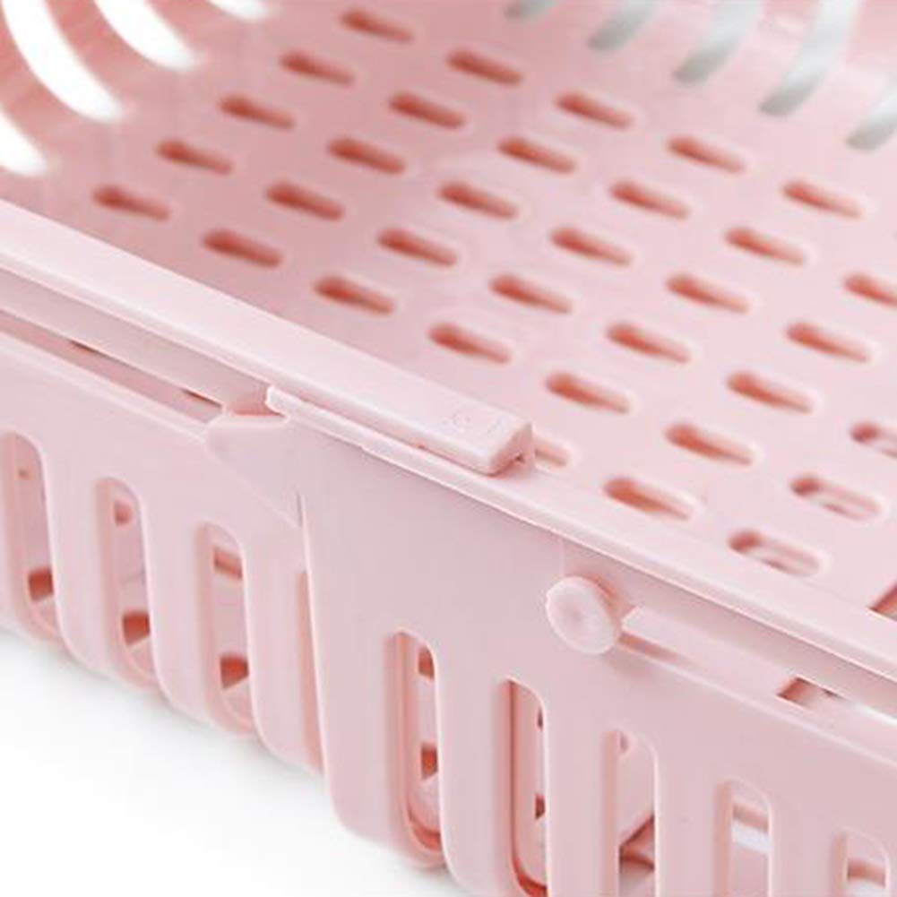 Set of 4 Adjustable Refrigerator plastic Storage Basket, Expandable Fridge Rack, Sliding Vegetable Organizer Tray Freeze Space Saver Drawer